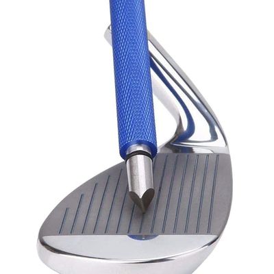 Golfklubba spårslip, omslipningsverktyg och rengörare för chipping och järnklubbor - ger optimal backspin - för U- och V-spår, 1 st, blå