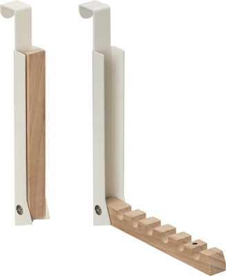 dörrkrok set om 2 - vikbar - för 6 galgar - dörrtjocklek upp till 2 cm - beige