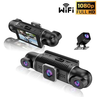 360° Dashcam foran og bag, 4-kanals dashcam FHD 2K + 1080Px3 til bil, interiør/bag 170° + 2x150° + 170° vidvinkel, 8 IR-lys