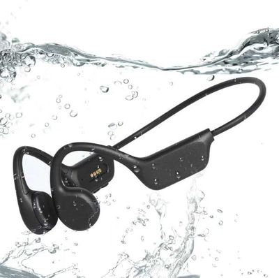 On-Ear Bluetooth-hörlurar 5.4, svarta, trådlösa med öppen design och brusreducering, droppformade clip-on sporthörlurar med 4 mikrofoner