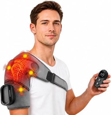 Axelmassage- och värmedyna med trippelfunktion, justerbar, 5000 mAh, för lång användning, 5 värmeinställningar och 5 vibrationsinställningar