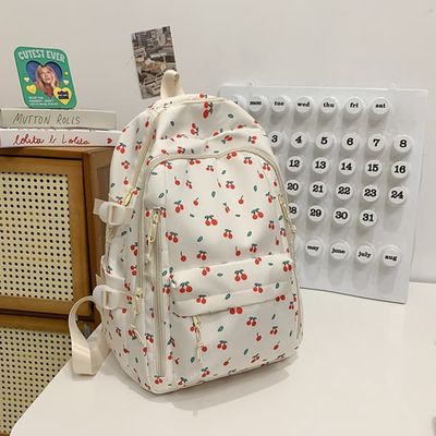Ryggsäck - Skolväska - Ryggsäck - Flickryggsäck - Skolryggsäck - Bokväska - Surfplattaryggsäck - 20 Liter - Körsbär