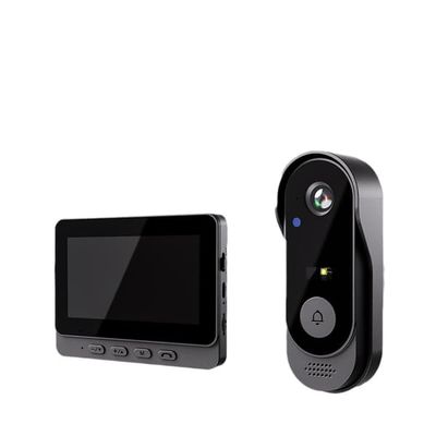 Trådløst video-dørklokkekamera med HD 1080P video, tovejslyd, 170° vinkel, 4,3-tommer skærm, IPX54 udendørs vandtæt