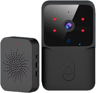 Smart Wi-Fi video dørklokke med nattesyn, vandtæt, tovejslyd, familiedeling, samtaleanlæg med stemmeskifter, hvid (sort)
