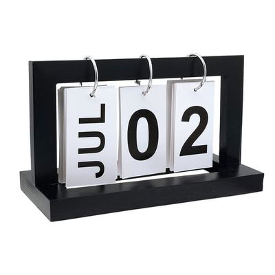 Klassisk vertikal vändkalender, evighetskalender i trä, retro vändkalender i trä för skrivbordet, lämplig för hem och kontor, skrivbordsdekoration.