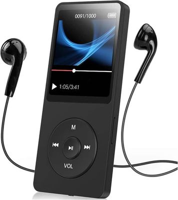 32 GB MP3-afspiller, bærbar, 18 timer, 32 GB MP3-afspiller med microSD-kort, bærbar MP4-musikafspiller med 1,8-tommer farvedisplay