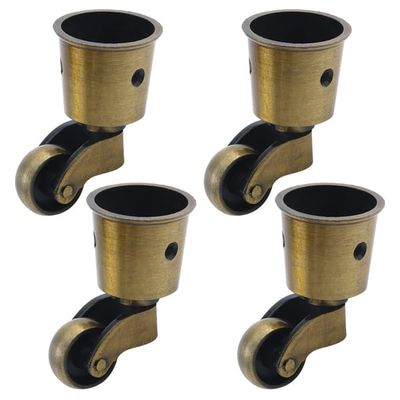 Sæt med 4 runde metal drejehjul, 6,3 cm høje, til møbler, stole, borde, bronze
