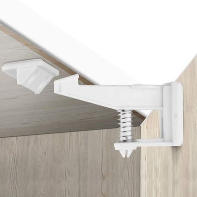 Børnesikring, 12-delt børnesikring til skabe, usynligt og oplåseligt design, ingen værktøj eller boring påkrævet, børnesikring