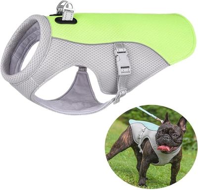 Kølevest til hunde (grøn, L) - Hundekølejakke - Kølevest til hund - Hundekøling - Kølevest - Med justerbar D-ring - Åndbart mesh