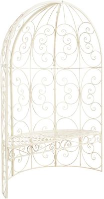 Rosie Halv Lusthus Paviljong med Bänk - Antik Kräm Metall Trädgårdsspaljé, 178 cm H