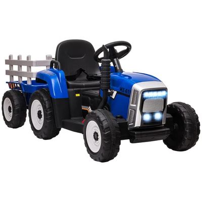 El traktor barn med vagn, fjärrkontroll, MP3, LED-lampor, 3-6 km/h, Blå