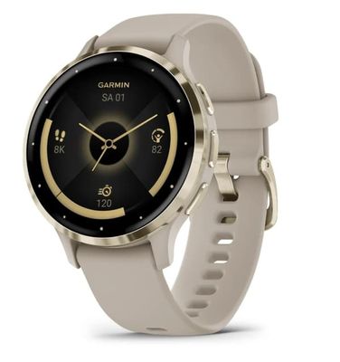 Garmin Venu 3S 3,05 cm (1,2") AMOLED 41 mm Digital 390 x 390 pixels Touchscreen Guld, Grå Wi-Fi GPS (satellit)