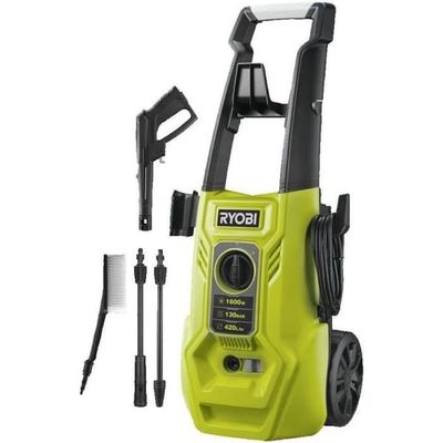 RYOBI - 1600 W 130 bar högtryckstvätt - 420 L - 5 m slang, 0,9 L tank + vario- och turbolansar och borste - RY130PWA