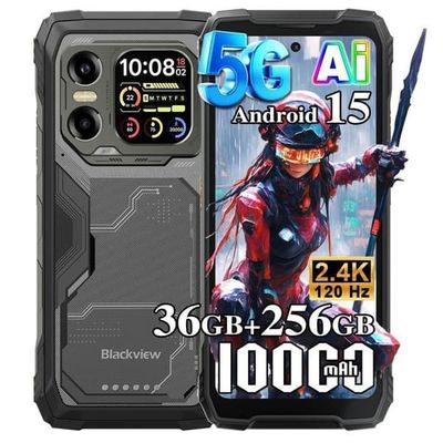 Blackview XPLORE X1 5G Mobiltelefon Okrossbar 10000mAh 36Go+256Go/2To Android 15 6.78" NFC/AI/Dual SIM - Svart