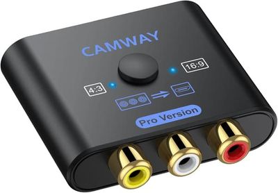NÖRDIC RCA AV til HDMI-konverter 16:9/4:3 1080P til Wii/PS1/PS2/N64/X-box/DVD/VCR, Mini Composite CVBS Video Audio Converter understøtter PAL, NTSC