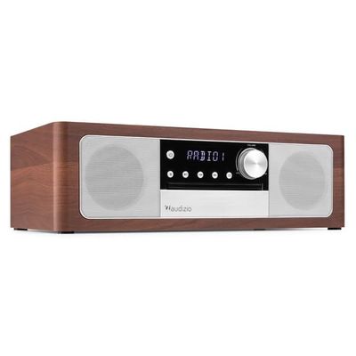 Audizio Lunata Premium All-in-One Music System – Mörk trä / Silver