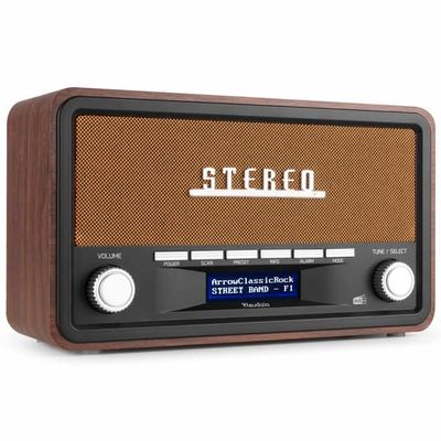 Audizio Foggia retro DAB+ radio med Bluetooth - Bärbar stereoradio med larm - 50W Peak effekt