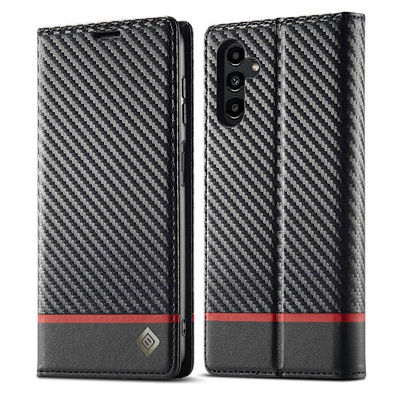 SKALO Samsung S25 FE LC.IMEEKE Carbon Fiber Flip Cover - Sort