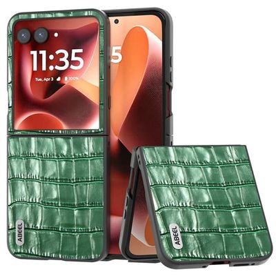 SKALO ABEEL Krokodille Læder Cover til Motorola Razr 70 Ultra - Grøn