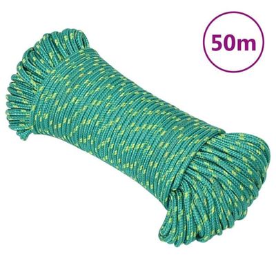 vidaXL sejltov, grøn, 3 mm, 50 m, polypropylen