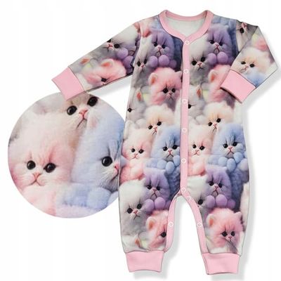 Rampers 74 hel knappet romper uden fødder pyjamas rompers med katte