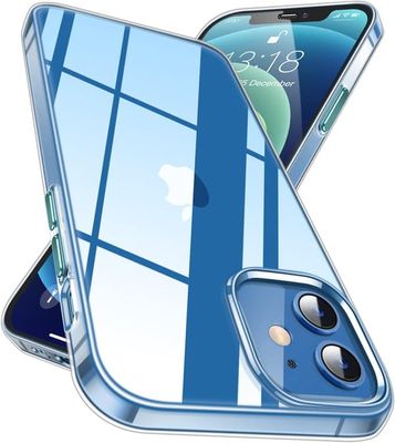 ETUI TIL APPLE IPHONE 12/12 PRO KLAR ETUI MED GRØNNE KNAPPER I GLAS