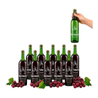 Vinflasker med tryk, hjemmevin, 750ml, vinflaske, grøn, 10x