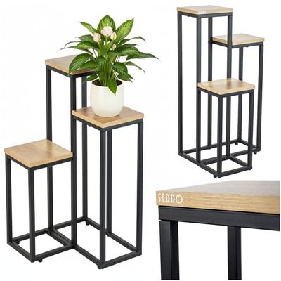 Metal stående blomsterstativ til blomster og planter, 3-etagers hylde, loft 68