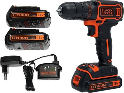 BLACK + DECKER BORRE-/SKRUEMASKINE 18V 2x1,5Ah BDCDC18B