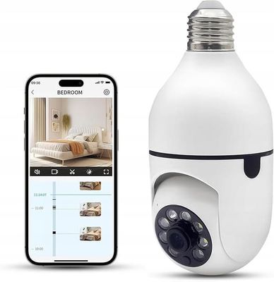 Trådløst 360° WIFI roterende skruekamera til pærer