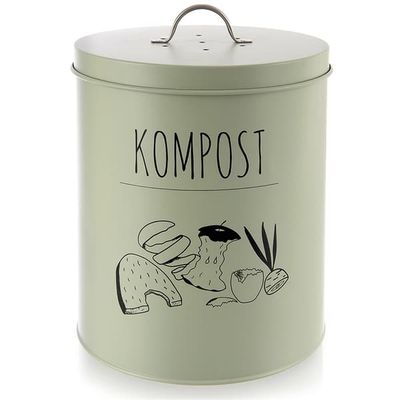 Køkkenkompostbeholder med kulfilter metal grøn grønlig 8 l