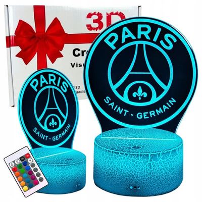 Skrivebordsnatlampe til børn Paris Saint Germain PSG 16 LED 3D + Fjernbetjening