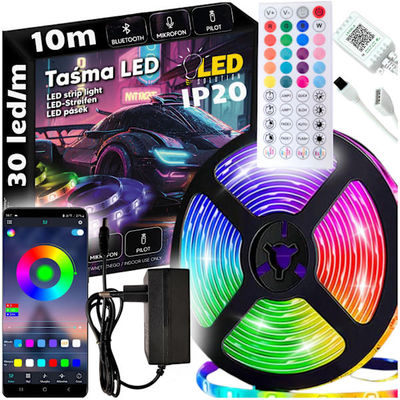 LED RGB strip 10m selvklæbende 5050 230V fjernbetjening app 10mm
