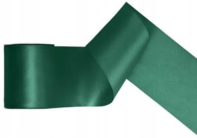 Dekorativt satinbånd i flaskegrønt, 10 cm x 25 m