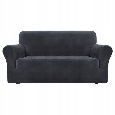 Betræk til 2-personers hjørnesofa i elastisk velour TESS grafit