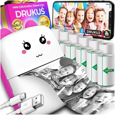 Mini termisk printer original print TIL fotos noter + 11 ruller