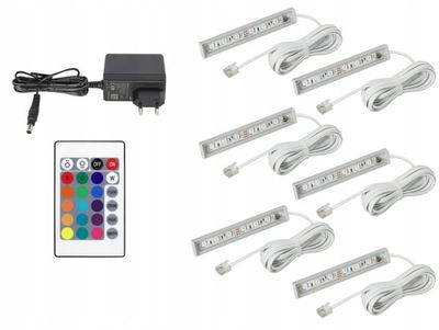 6x LED för vitrinskåp i glas, LED-belysning för hyllor, vitrinskåp och RGB-skåp