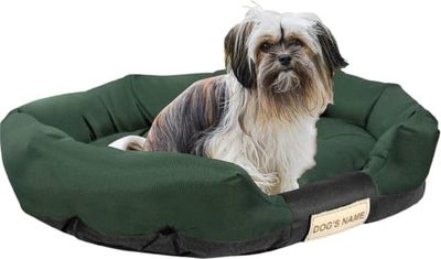 Hundeseng 115x95 cm personaliseret vandtæt grøn