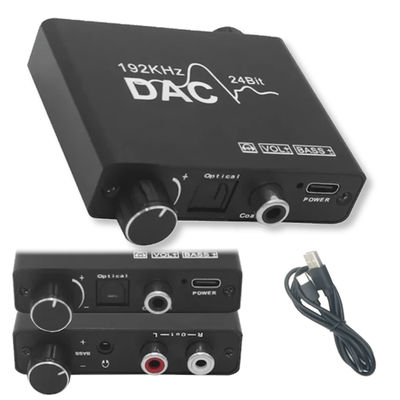 Konverter Toslink / Koaksial til Cinch / Jack 3,5mm digital til analog 192 kHz