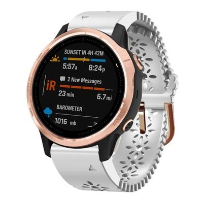 Garmin Fenix 6S silikone urrem med blondedesign - Hvid