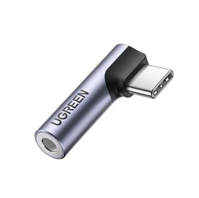 Ugreen USB-C adapter (han) vinklet til mini jack 3,5 mm (hun) - grå