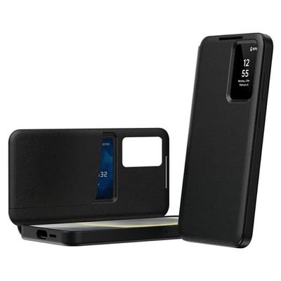 Samsung Galaxy S26 Ultra Cover med Kortholder og Smart View Vindue - Sort