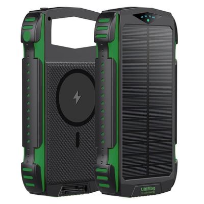 4smarts UltiMag Powerbank med solceller, 20000mAh - Grøn