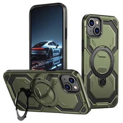 iPhone 15 Cover med MagSafe Ring Støttefod - Grøn
