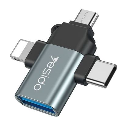 Yesido 3-in-1 USB-A - USB-C/Micro USB/Lightning OTG-sovitin