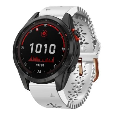 Garmin Fenix 7S Solar Silikonarmband med Spetsdesign - Vit