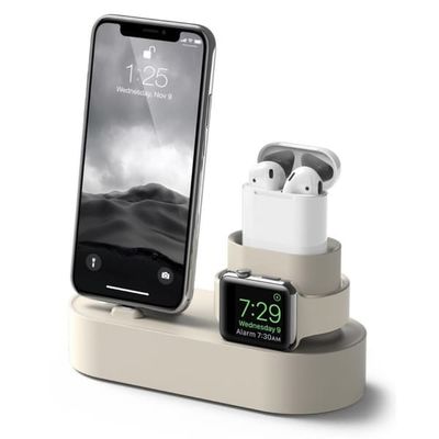 3-i-1 Laddningsställ för iPhone, AirPods & Apple Watch - Beige