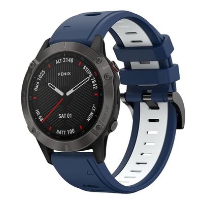 Garmin Fenix 6 Sapphire GPS Tvåfärgat Silikon Armbandsur - Blå / Vit