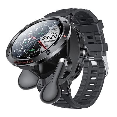Yesido IO50 2-i-1 smartwatch med TWS høretelefoner – sort