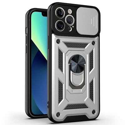 iPhone 11 Pro Max Cover med Støttefod PC+TPU – Sølv